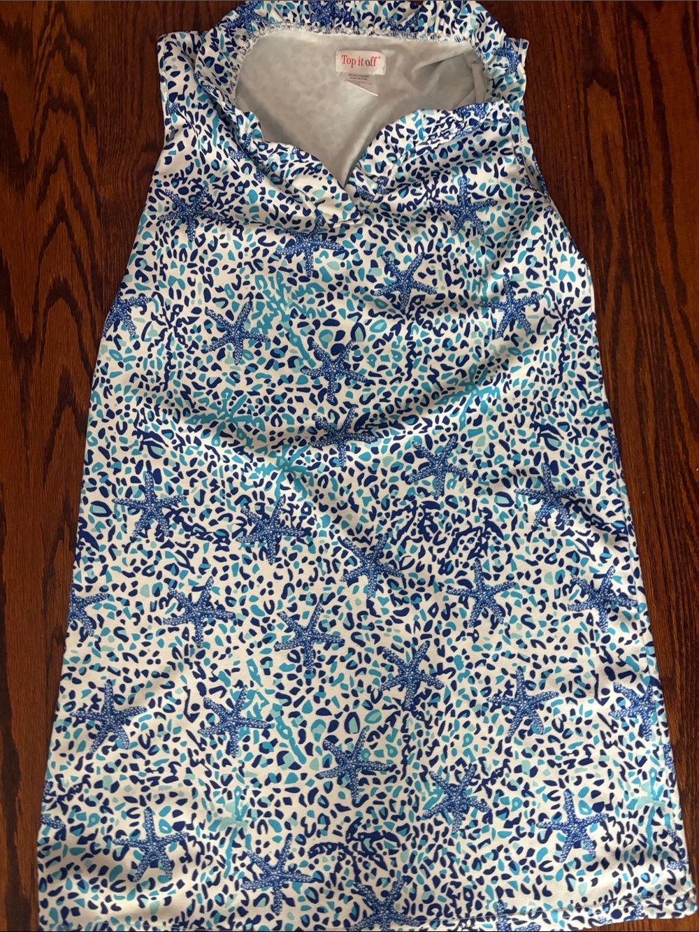 Top It Off Blue Starfish Print Midi Dress